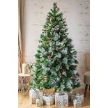 Christmas 6ft Artificial Tree Pre-Lit Traditional Xmas Decoration Pine Green - ER46.