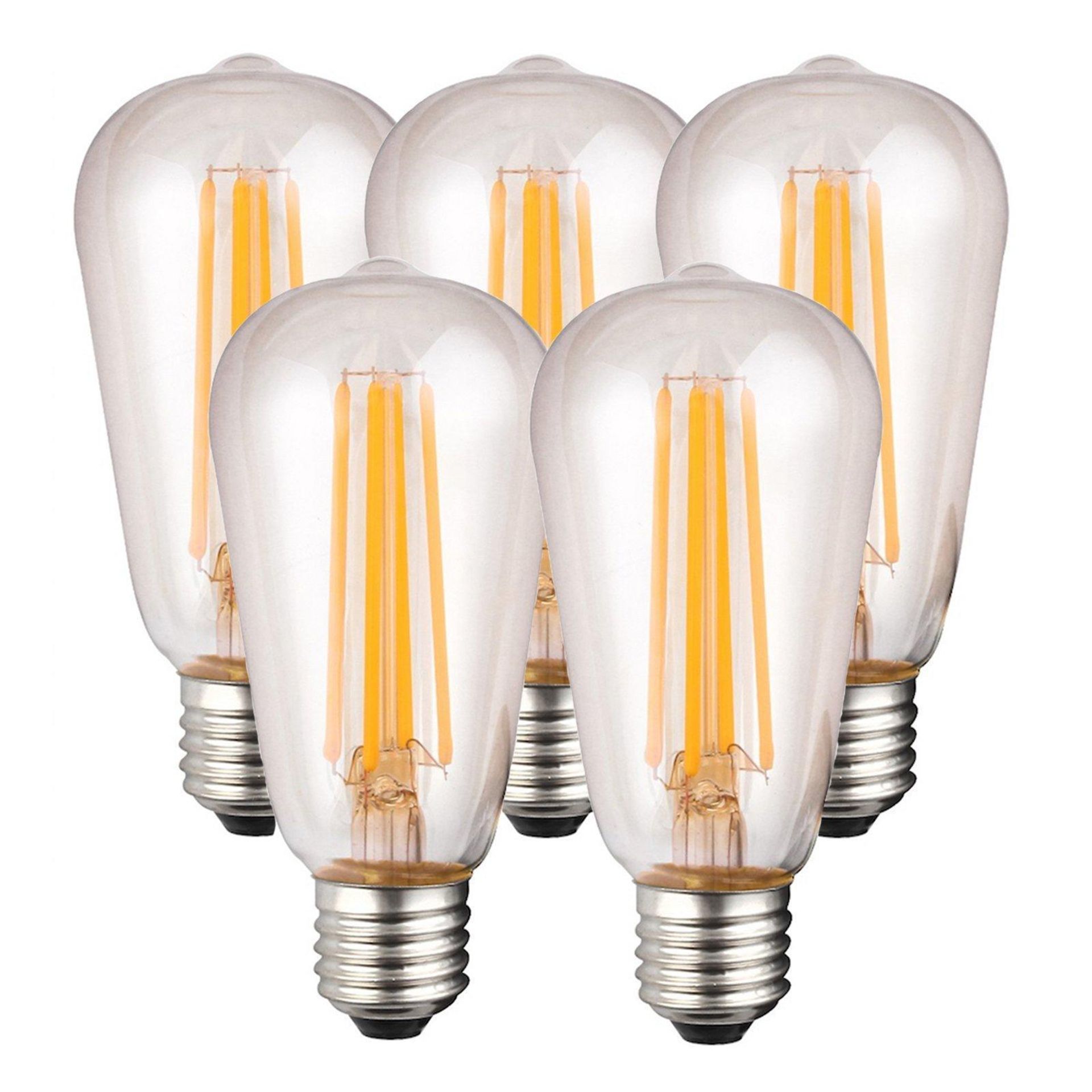 8 Watts ST64 E27 LED Bulb Clear Warm White Dimmable, Pack of 5 - ER46. Add necessary ease and