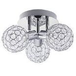 Modern Triple Spot Bathroom Chrome Ceiling Light with Glass and Metal Shades by Happy Homewares -