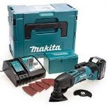 Makita DTM50RF1J1 18v LXT Lithium Cordless Multi Tool. - ER46. Thumb On/Off switch, positioned for