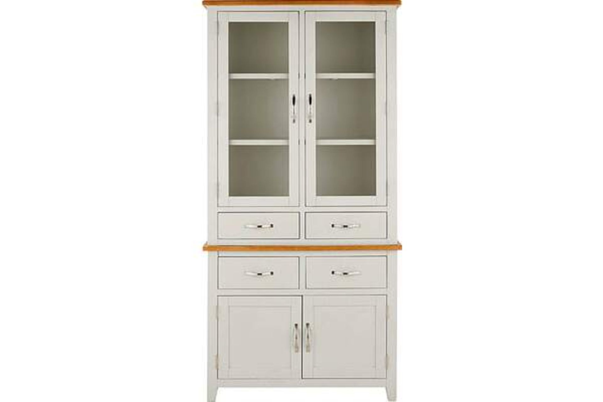 Brand New Norfolk Two Tone Oak and Oak Veneer Tall Display Unit rrp £699 (JS562) db