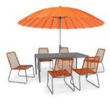 BRAND NEW KETTLER MENOS METRO 6 SEAT DINING SET ORANGE (PARASOL NOT INCLUDED) RRP £799 MENOS