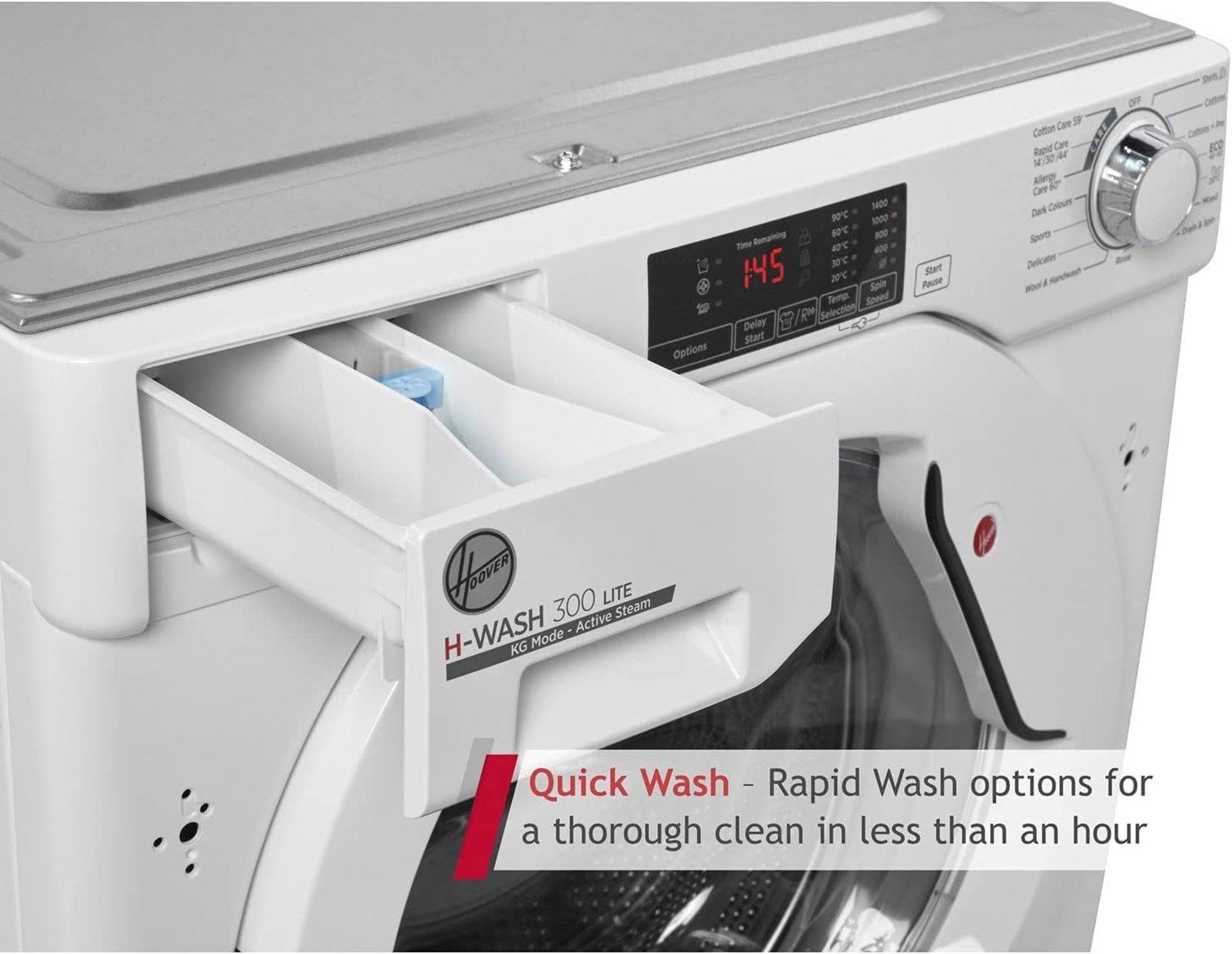 Hoover H-Wash 300 HBWS49D1E Integrated Washing Machine, 9KG, 1400RPM, White. - H/S. RRP £569.99. - Image 3 of 3
