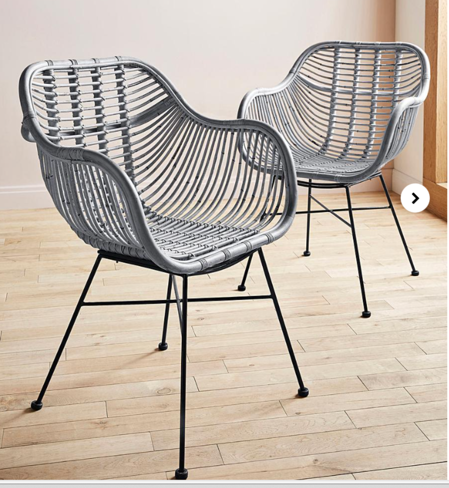 Emilio Pair of Rattan Dining Chairs. - ER26. RRP £279.00. The retro-looking Emilio Pair of Rattan