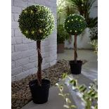 Set of 2 Artificial Topiary Lit Ball Trees. - ER27. This set of topiary trees are beautifully lit by
