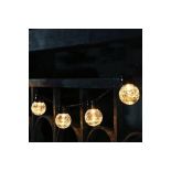 Delamere Crackle Glass Ball Solar-Powered Warm White 8 Integrated LED Outdoor String Lights - ER48