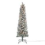 6ft Slim Olan Warm white Snowy Pre-lit Artificial Christmas tree (ER40)