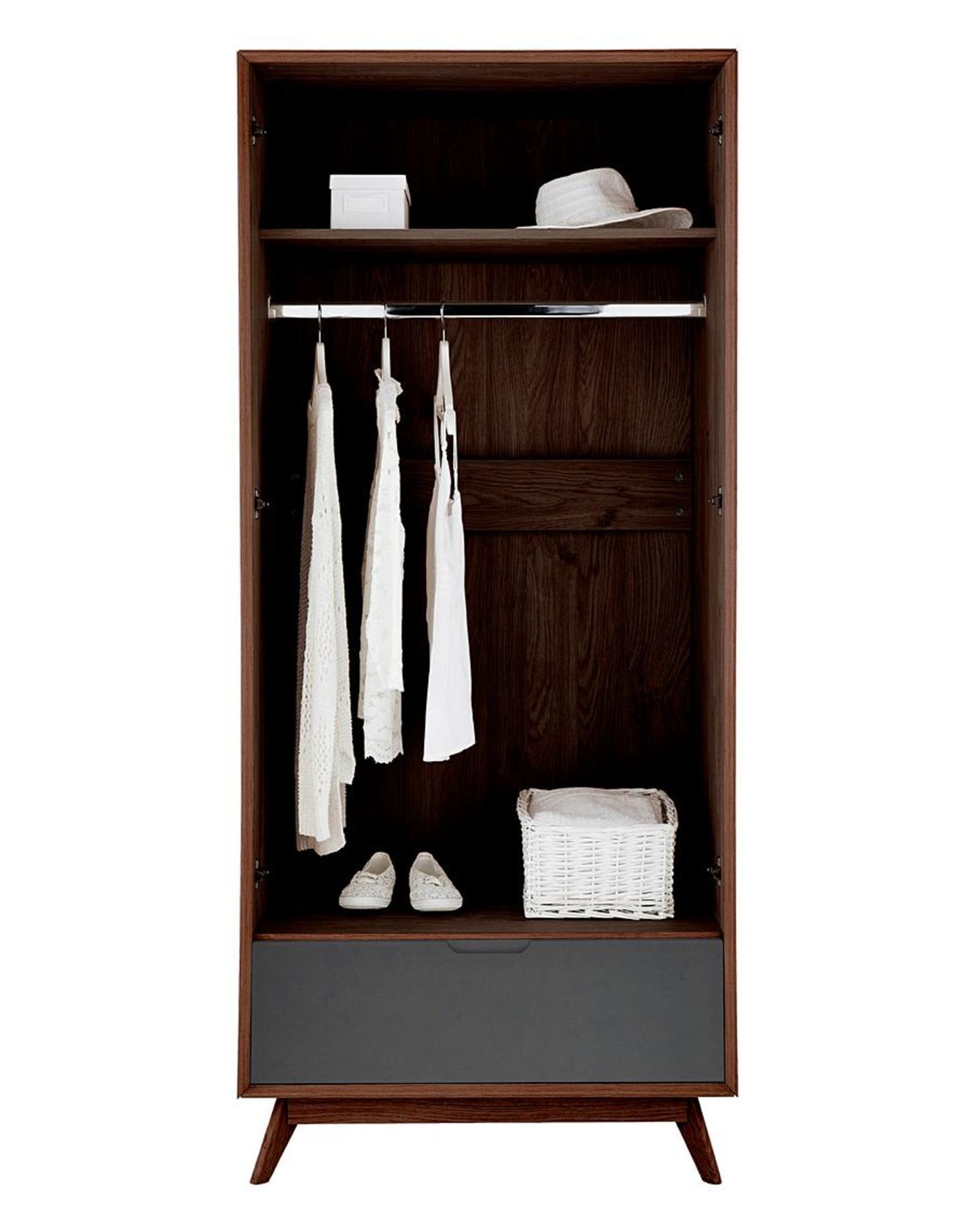 NEW & BOXED EZRA 2 Door 1 Drawer Wardrobe. WALNUT/GREY. RRP £399 EACH. the Ezra 2 Door 1 Drawer - Image 2 of 2