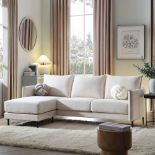 Bari Light Beige Woven Fabric Chaise Sofa - RRP £689.99 (LOCATION – R 14.11(1I) Our Bari sofa