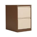 Bisley Steel Filing Cabinet with 2 Lockable Drawers 470 x 622 x 711 mm Brown, Cream RRP £199 R15