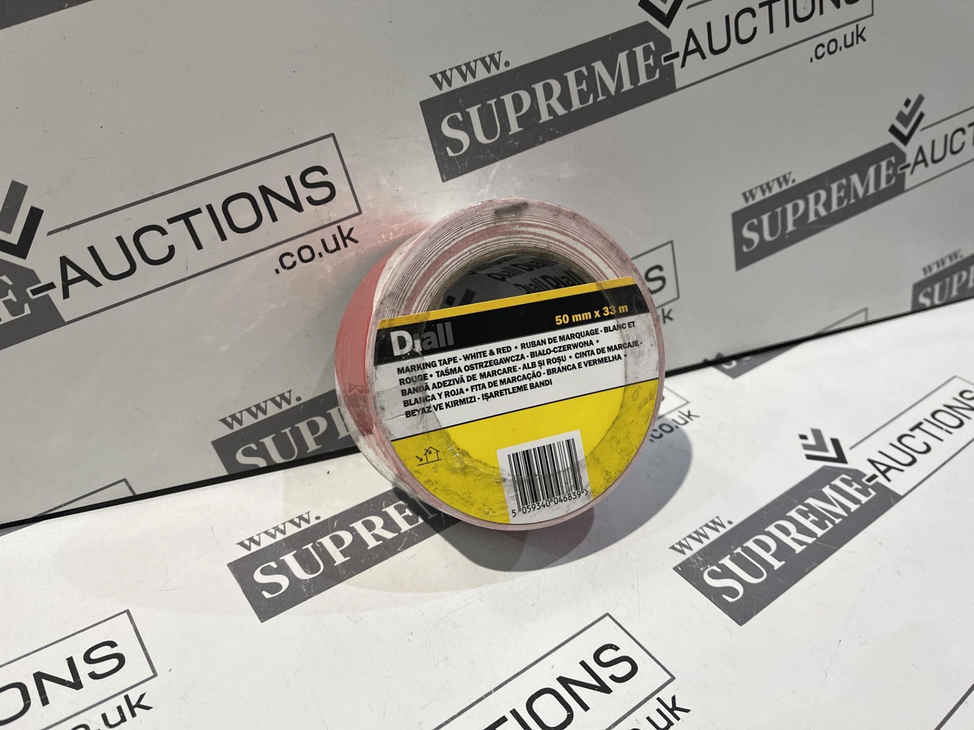 48x BRAND NEW DIALL 50MM X 33M RED & WHITE MARKING TAPE RRP £3.99 EACH (R7-8)