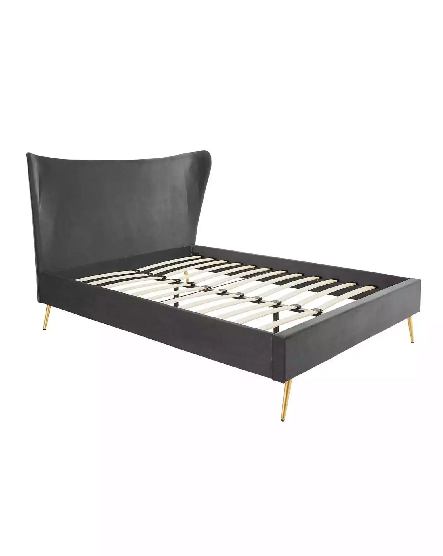 BRAND NEW MARKLE Velvet DOUBLE Bed. CHARCOAL. RRP £419 EACH. The Markle Velvet Bed Frame, inspired - Image 4 of 4