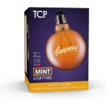 50 X Brand New TCP 120L E27 G125 Happy Globe LED Warm White Light Bulb, Clear rrp £21 each