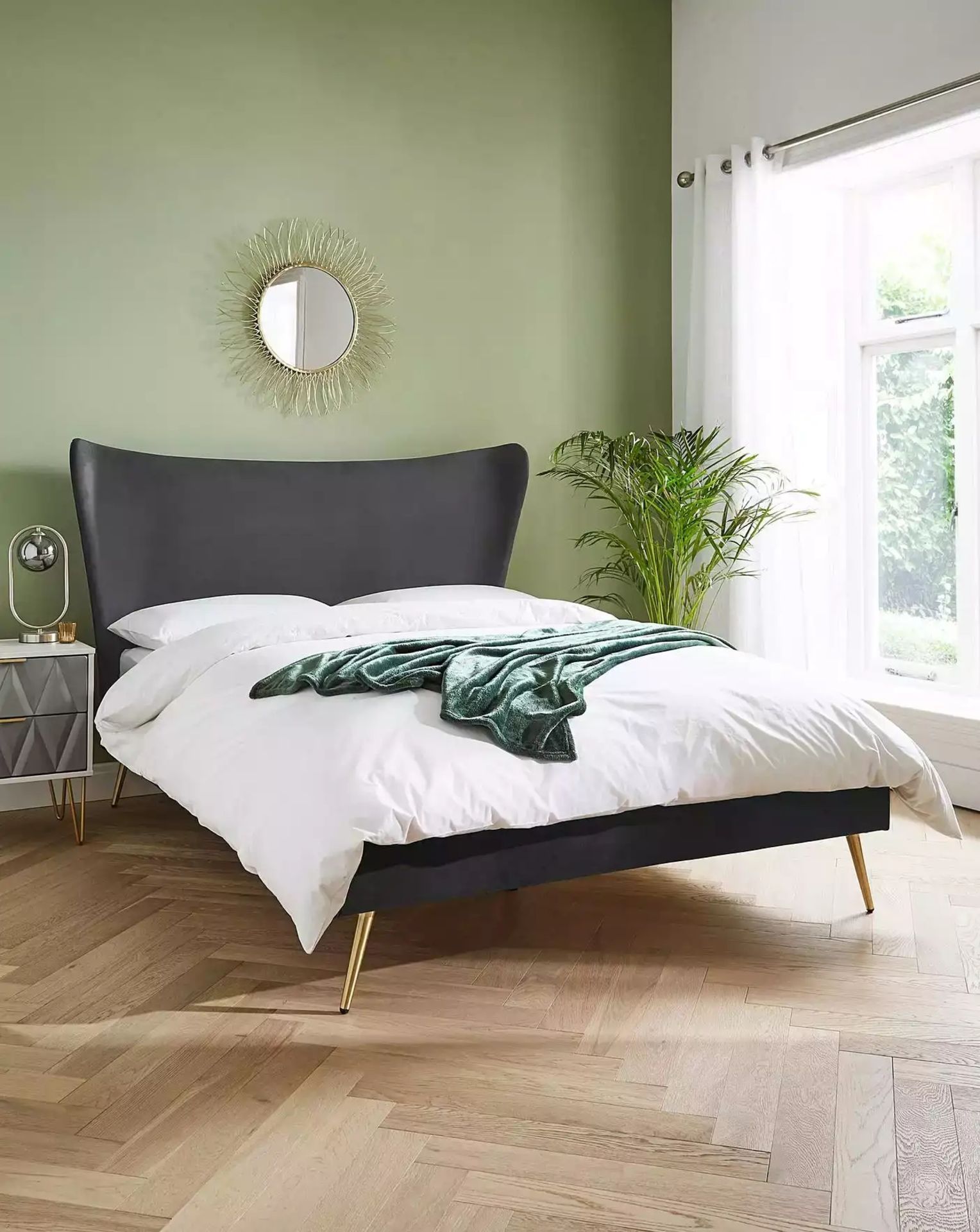 BRAND NEW MARKLE Velvet DOUBLE Bed. CHARCOAL. RRP £419 EACH. The Markle Velvet Bed Frame, inspired