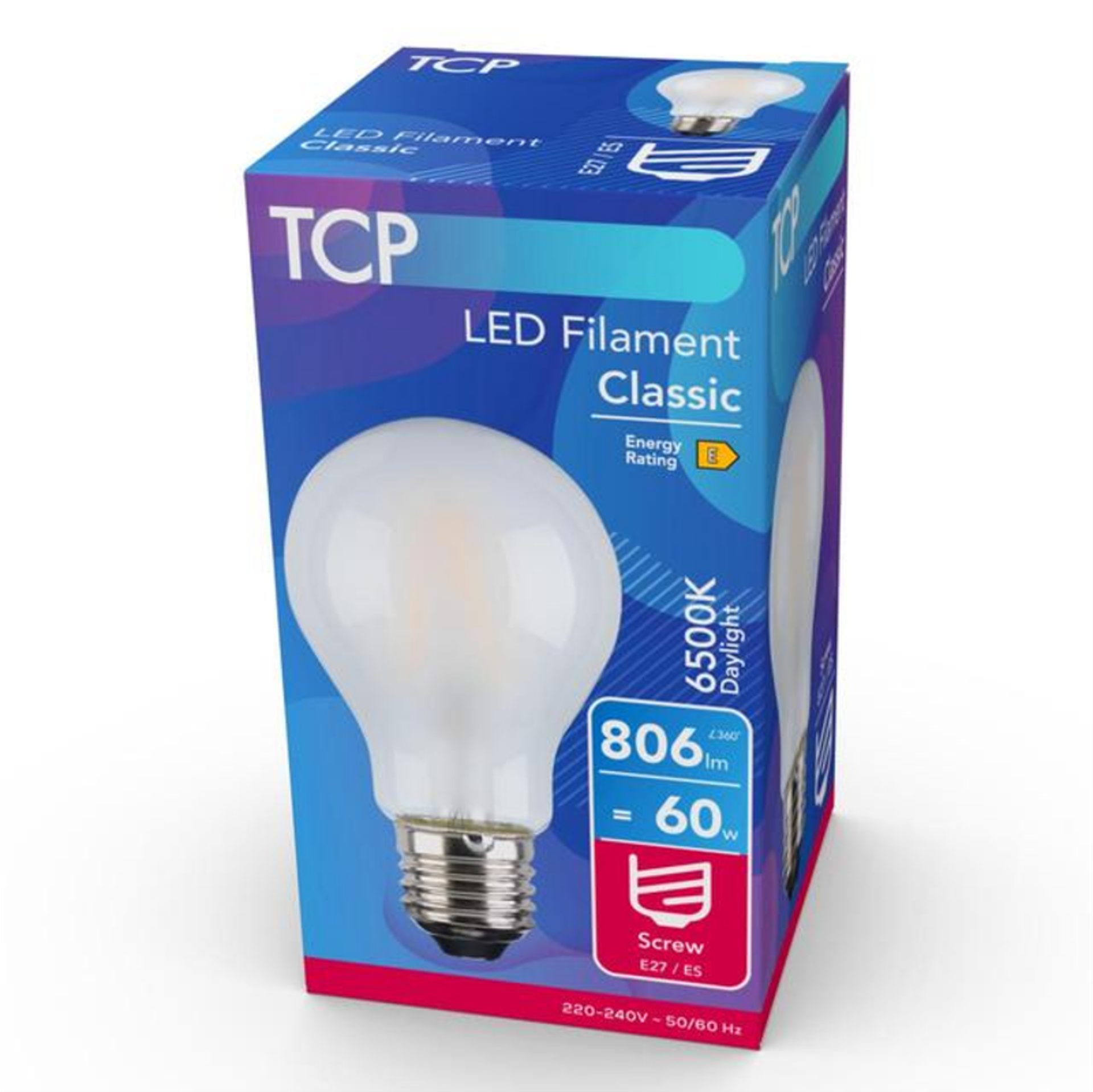TRADE PALLET TO CONTAIN 24x BRAND NEW TCP Home Filament 806 Lumen Non-Dimmable 60w Coated A-Shape