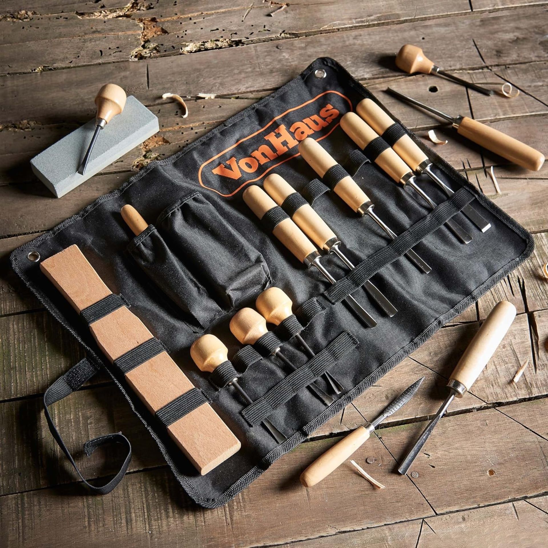 20 X BRAND NEW 16pc Wood Carving Tool Set with Carving Tools Including Files Sharpening Stone & - Image 2 of 2