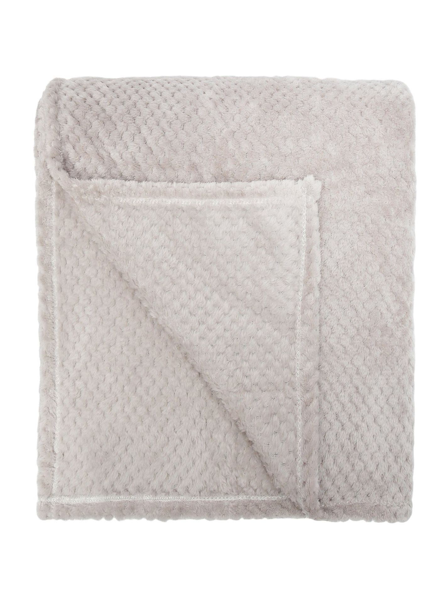 16x NEW & PACKAGED SLEEPDOWN Cosy Collection Soft Touch Waffle Fleece Throw 130 x 160cm - NATURAL. - Image 4 of 6