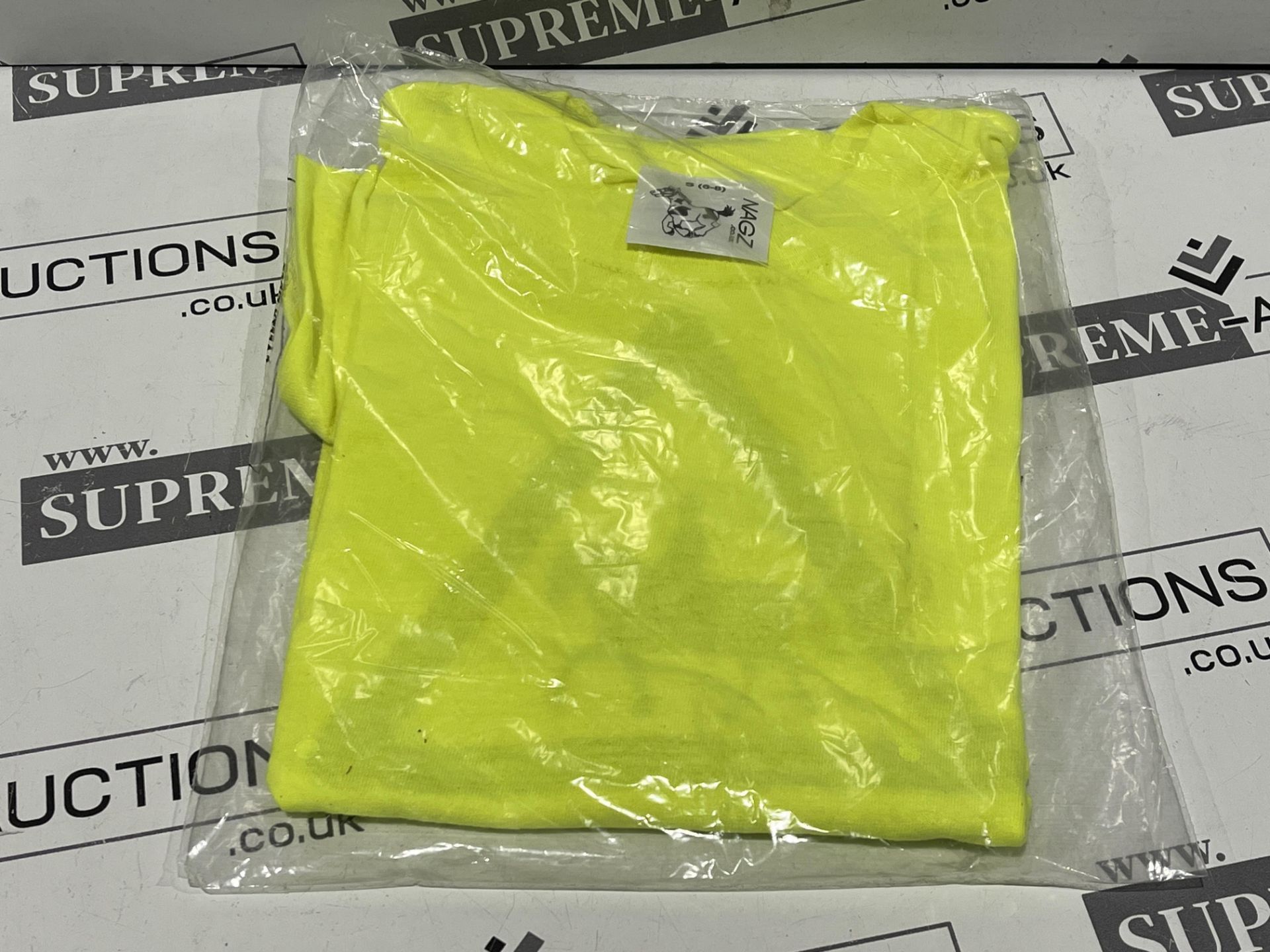 58x BRAND NEW NAGZ FLOURO YELLOW T SHIRTS - MIXED SIZES. (S1-8)