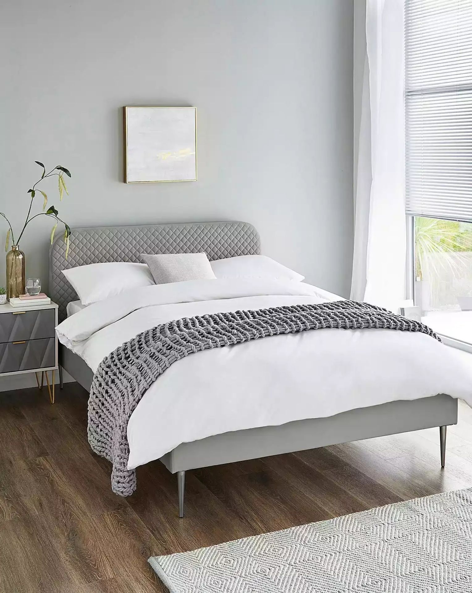 BRAND NEW ARDEN Quilted DOUBLE Bed Frame. PEWTER. RRP £339 EACH. The Arden Quilted Bed is the - Image 2 of 3