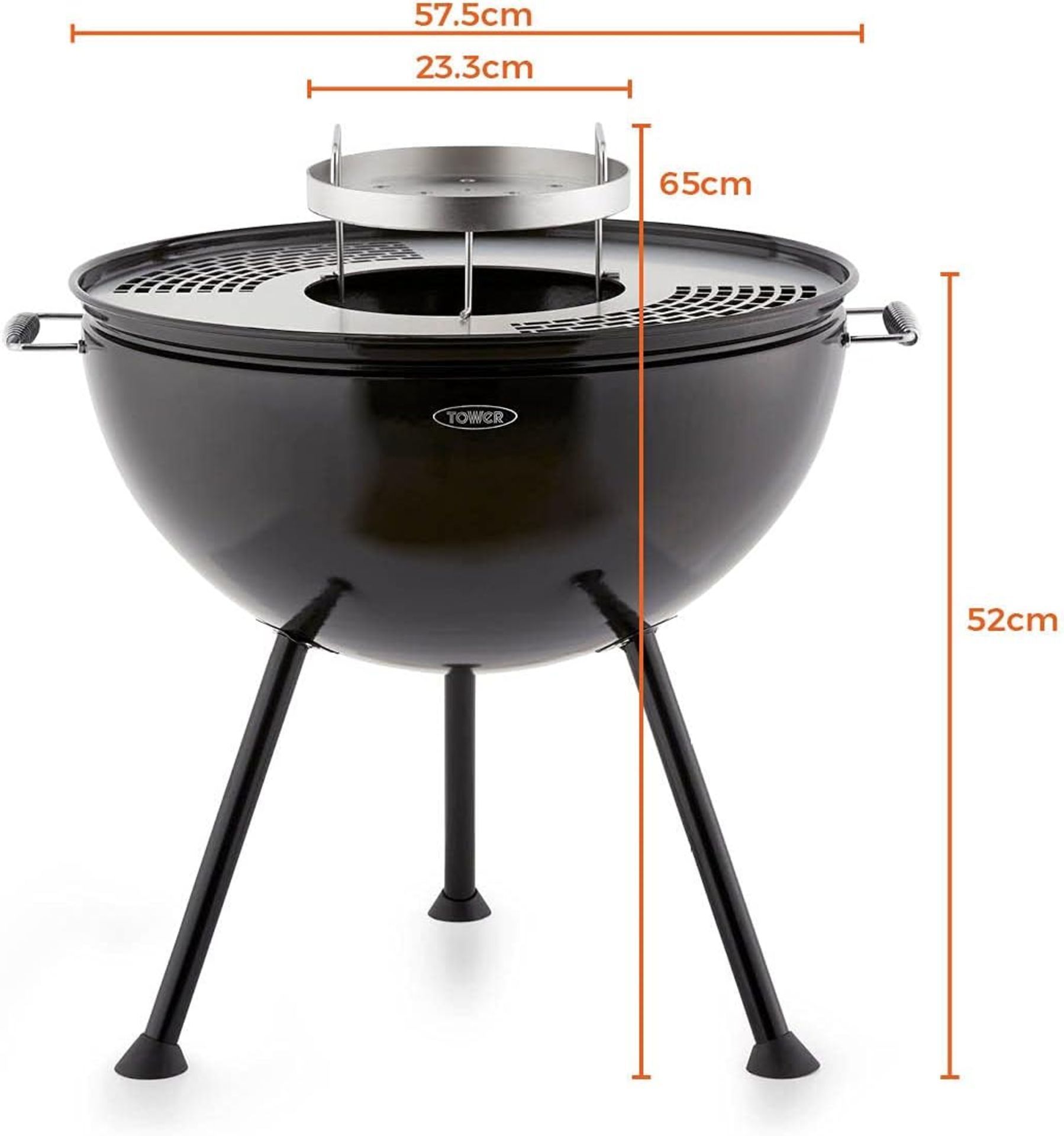 New & Boxed Tower Sphere Fire Pit and BBQ Grill, Black. (VQ577). DUAL USE â€“ This multi- - Image 6 of 6