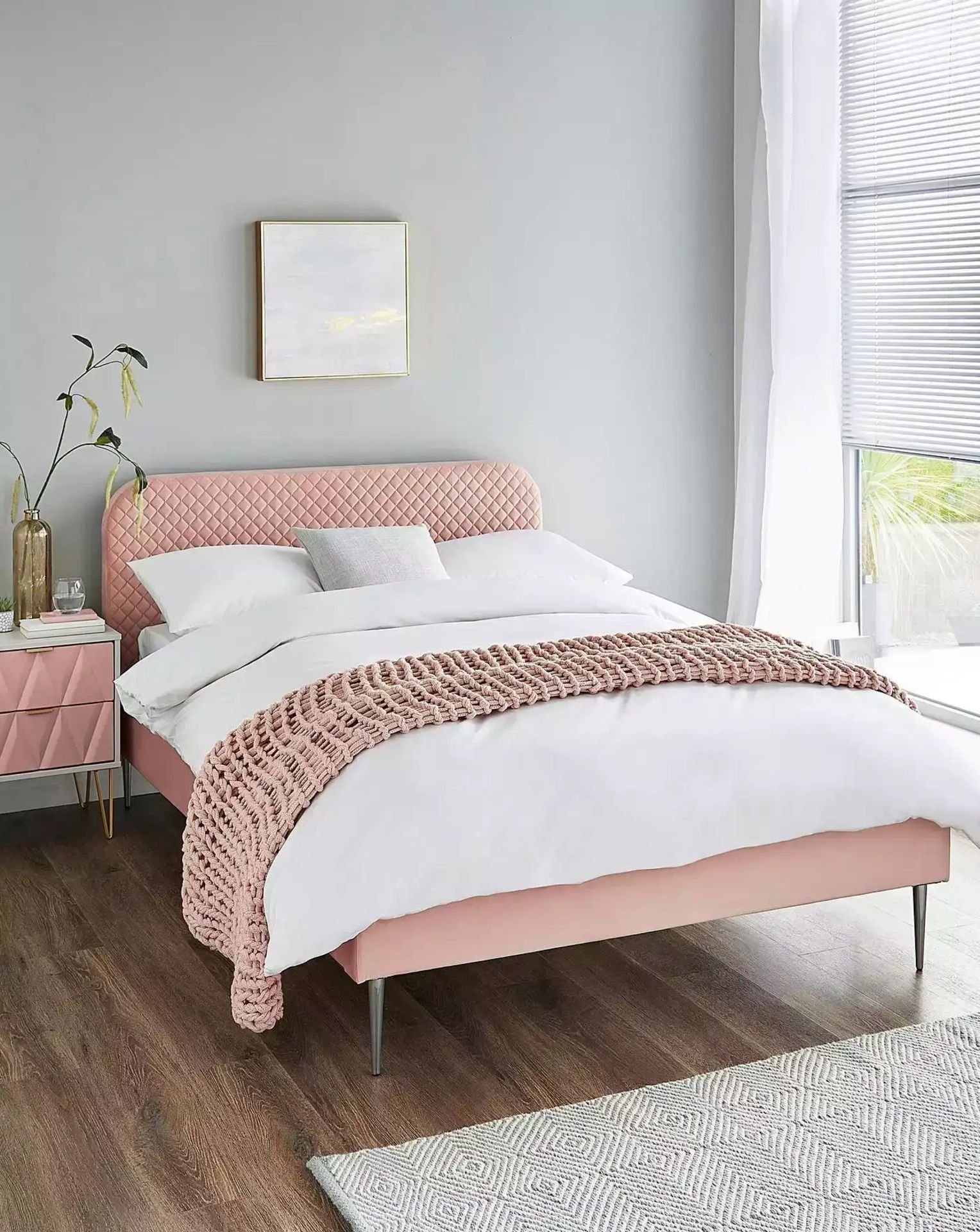 BRAND NEW ARDEN Quilted DOUBLE Bed Frame. BLUSH. RRP £339 EACH. The Arden Quilted Bed is the perfect - Image 3 of 5