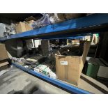 LARGE MIXED LOT ON 1 SHELF TO CONTAIN LIGHTING, SUIT JACKETS, HANGING STORAGE ETC. (S1-9)