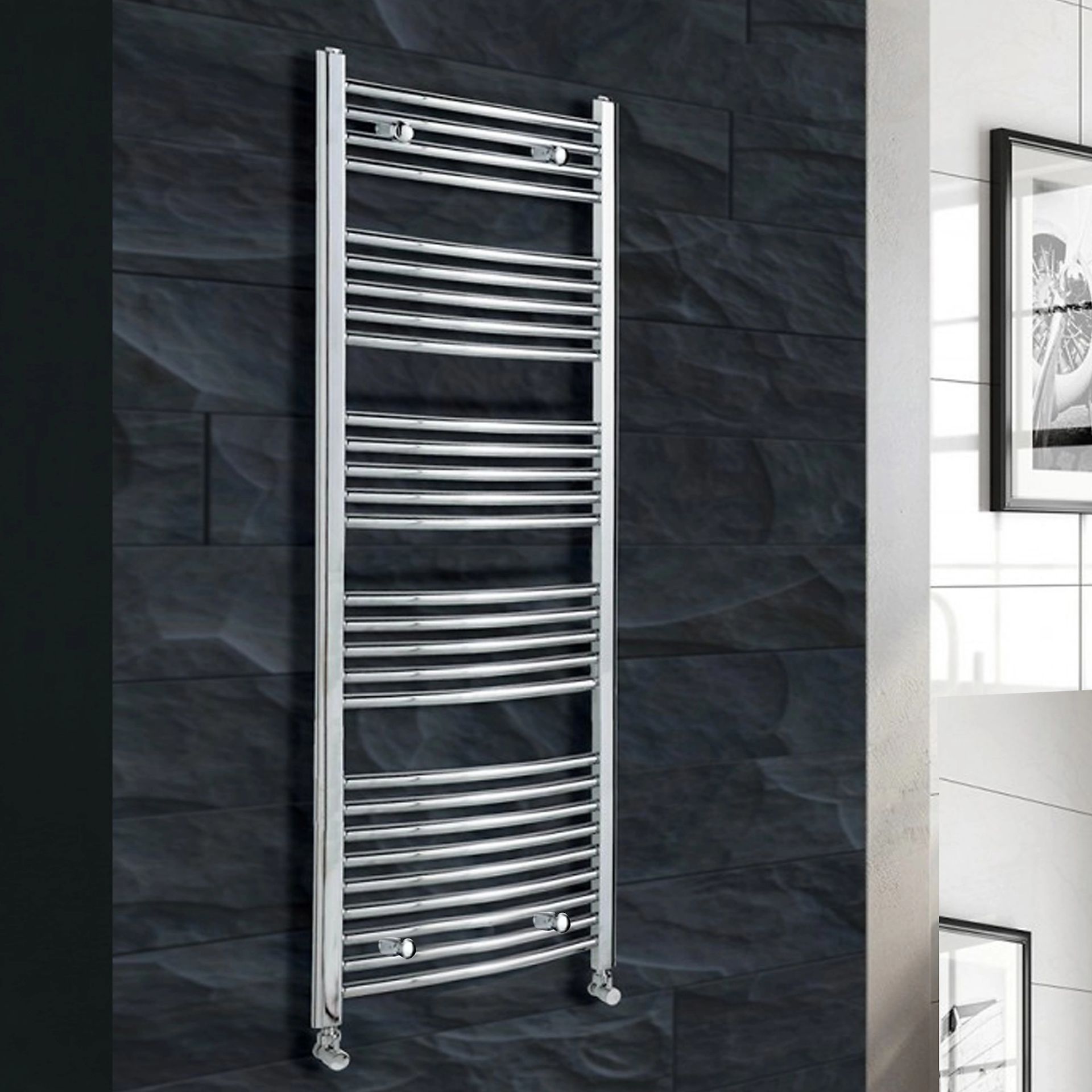 CURVED CHROME TOWEL RADIATOR 1600 X 500MM R19-7