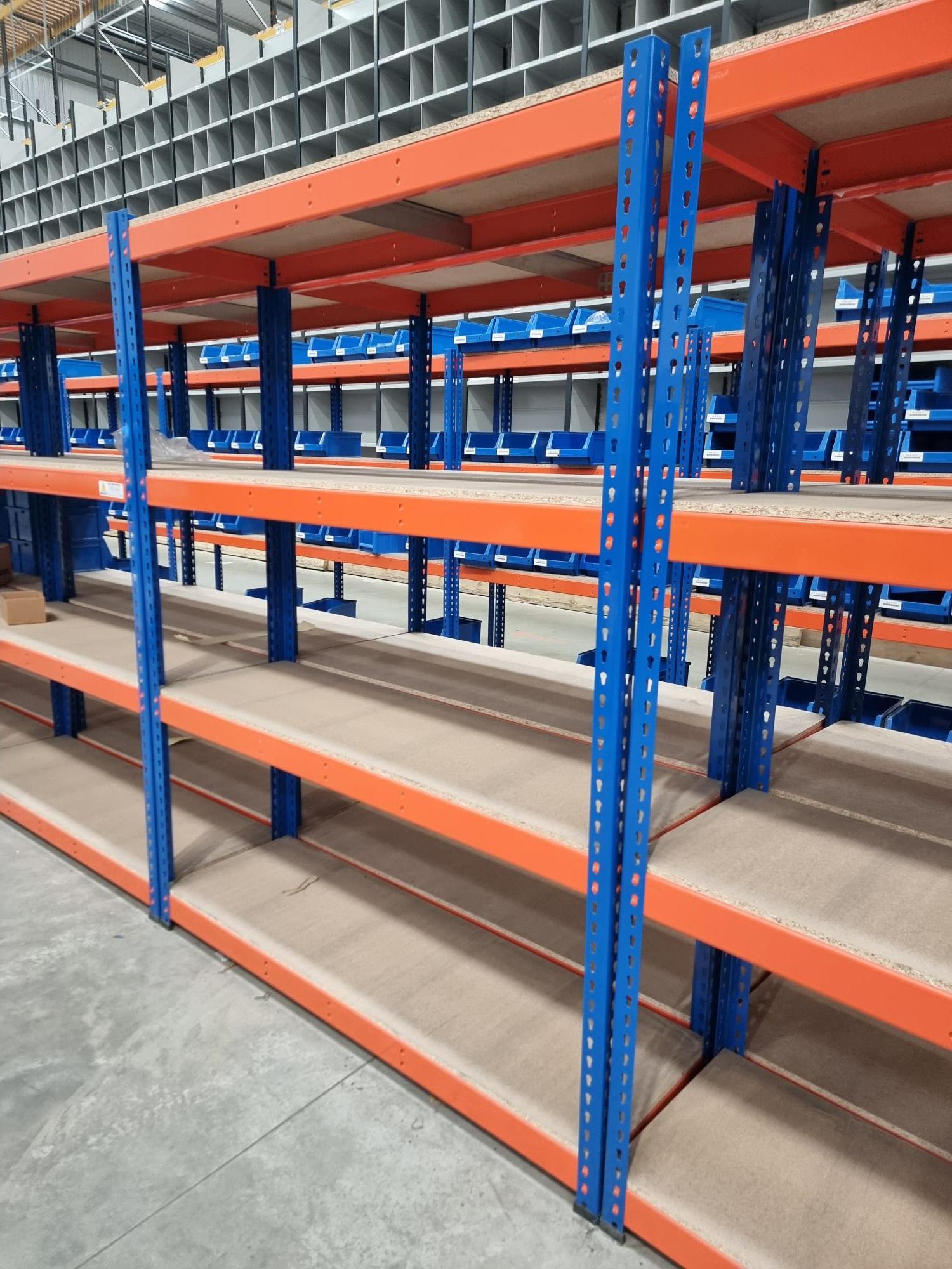 6 X BAYS OF HEAVY DUTY 4 TIER SHELVING BY BIG DUG. DISMANTLED ...