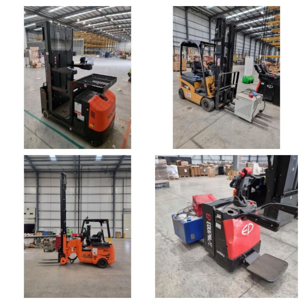 Bendi Trucks, Ride on Pallet Trucks, Electric Order Pickers, Robot Packing Machine, Racking, Forklift, Compressor & More - Due To Liquidation