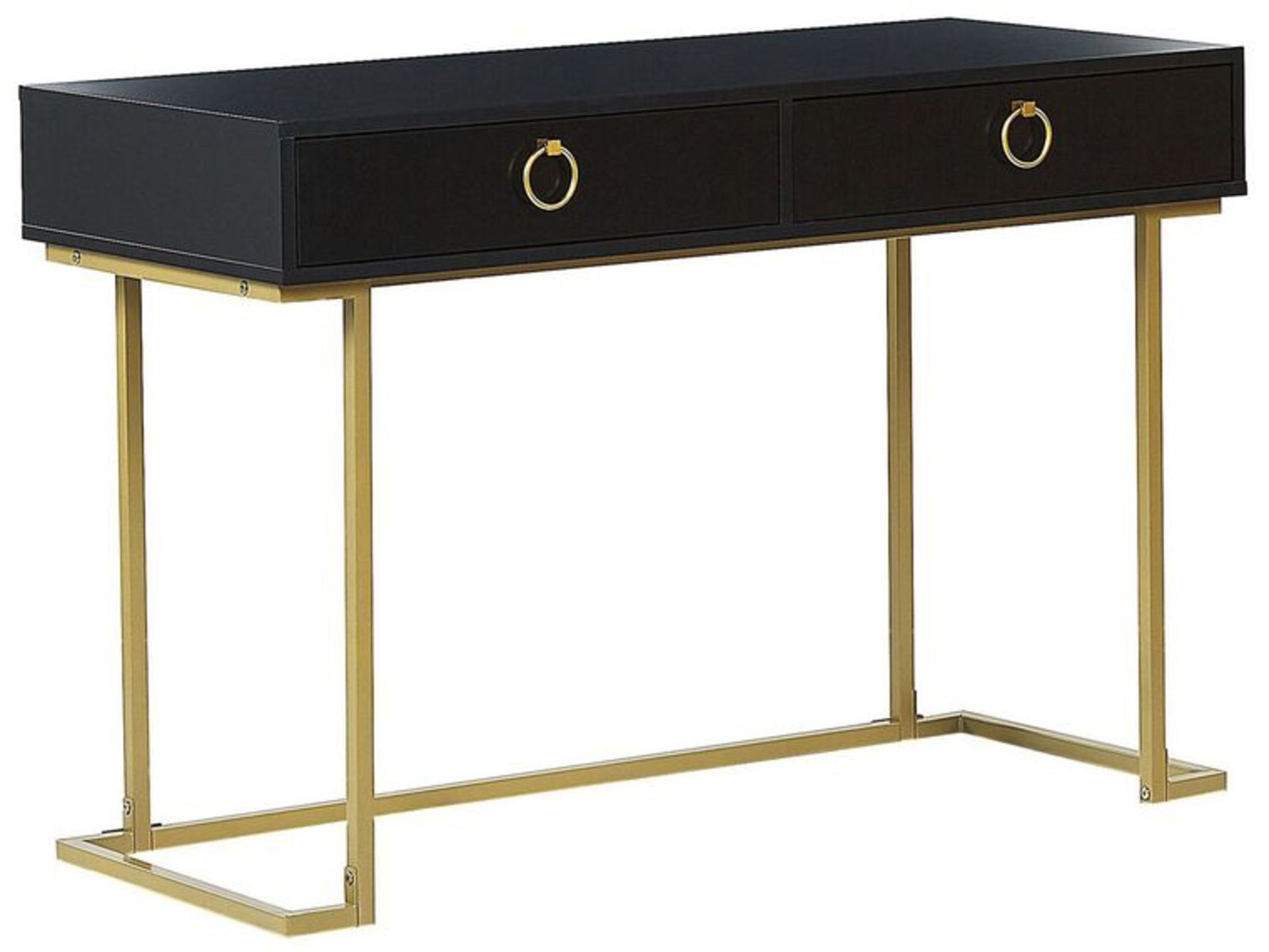 Westport Home Office Desk / 2 Drawer Console Table Black with Gold. - ER30. RRP £329.99. This unique