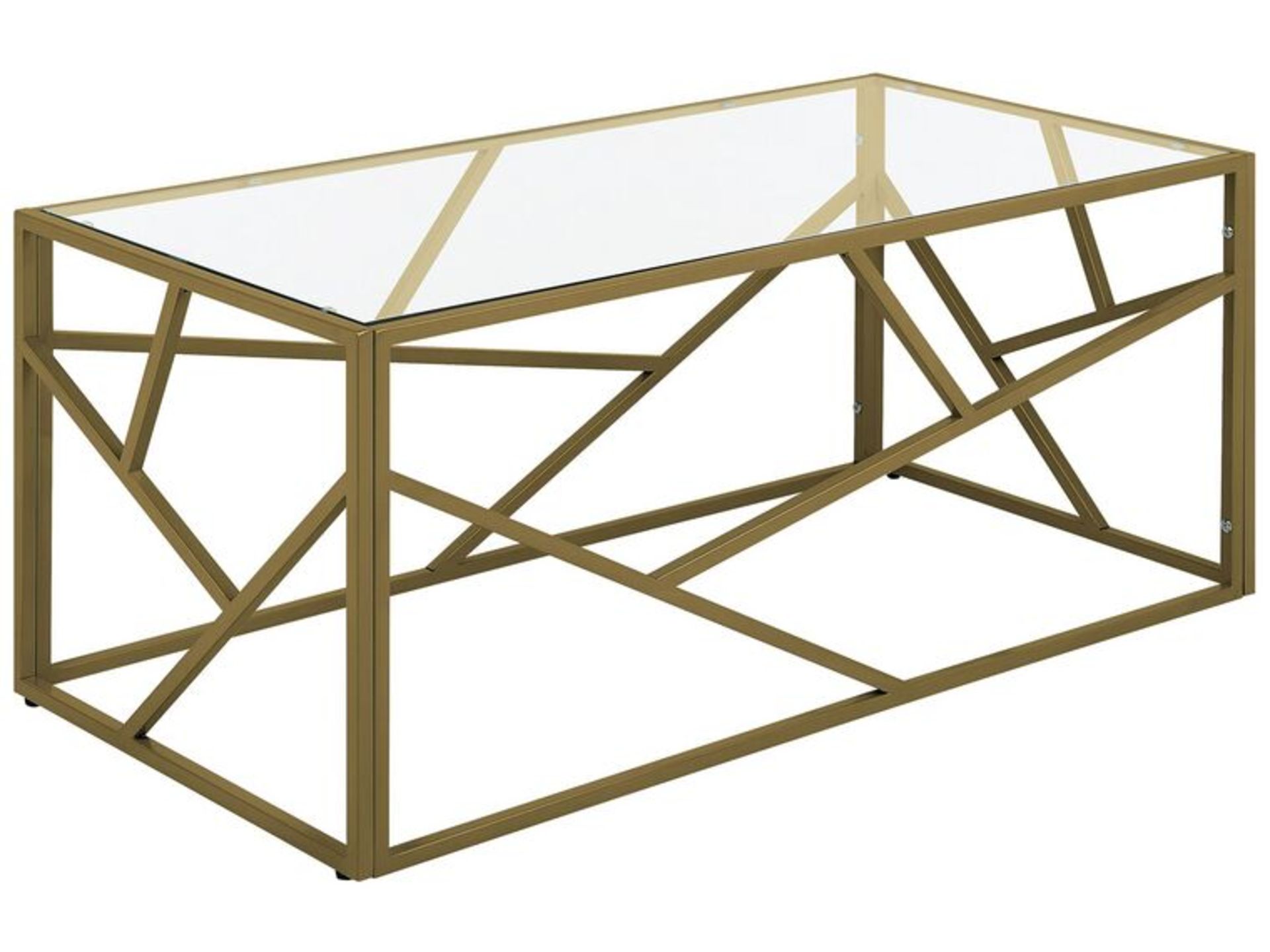 Orland Glass Top Coffee Table Gold. - ER30. RRP £329.99. Featuring a modern and industrial