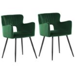 Sanilac Set of 2 Velvet Dining Chairs Emerald Green. - ER30. RRP £259.99. These chairs are all about