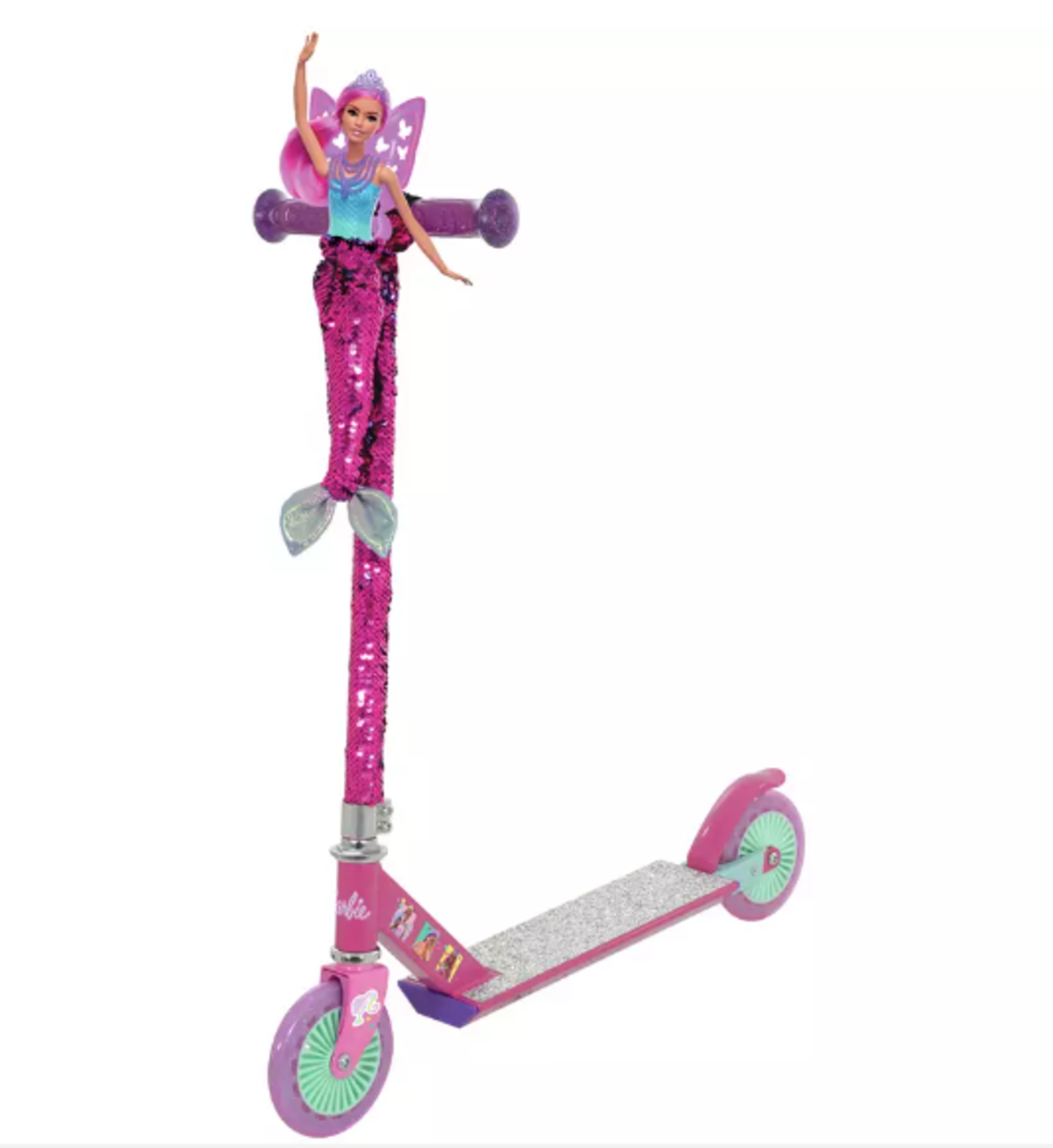 Barbie Mermaid Fixed Inline Scooter - Pink. - ER45. RRP £75.00. Let your imagination dive into a