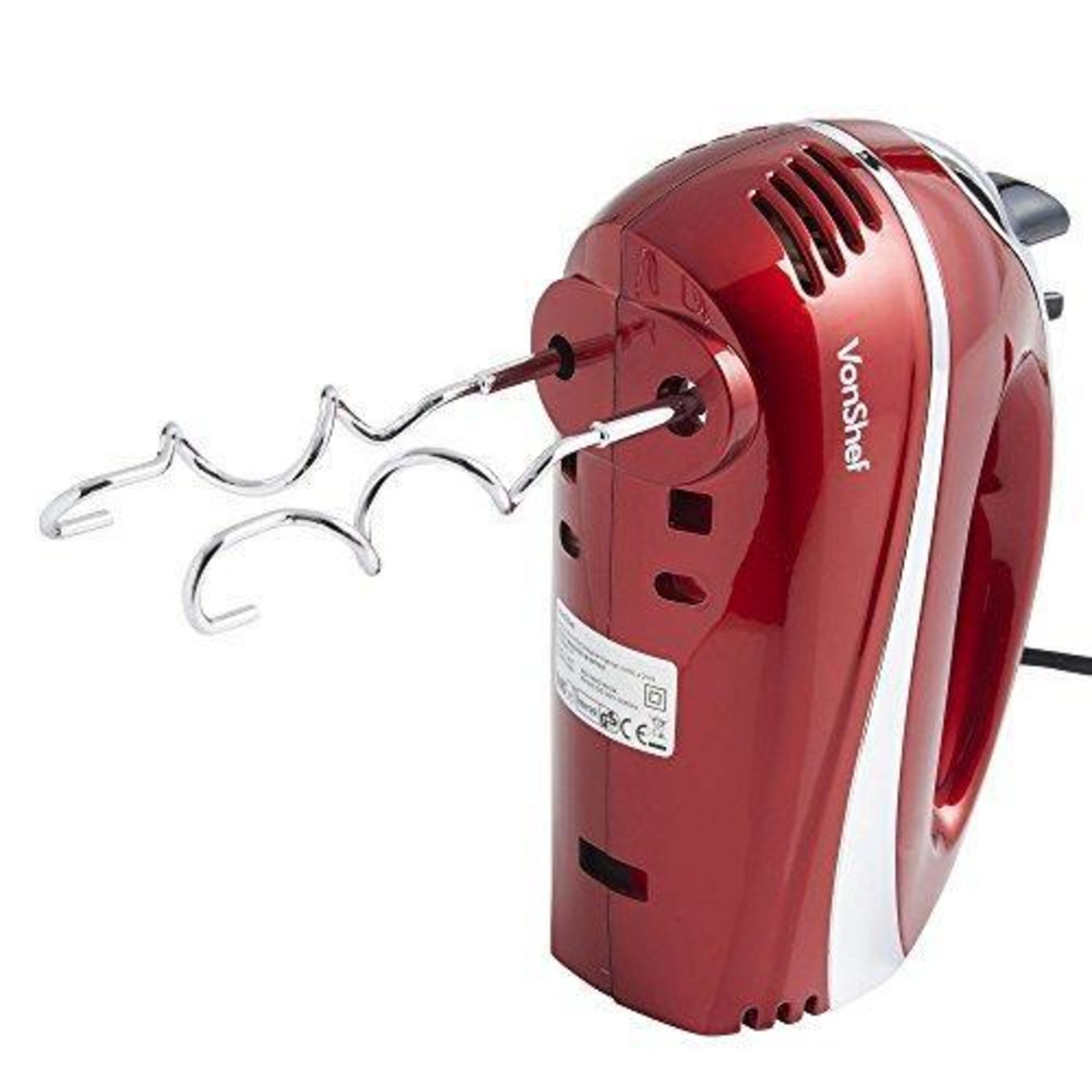 300W Red Hand Mixer - ER51. VonShef Red Hand WhiskThis is the ultimate kitchen appliance if you love - Image 2 of 4