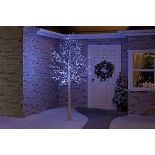 dSnowtime 6ft / 180cm Light Up Birch Tree with Ice White LEDs in Twinkle Effect Indoor / Outdoor -