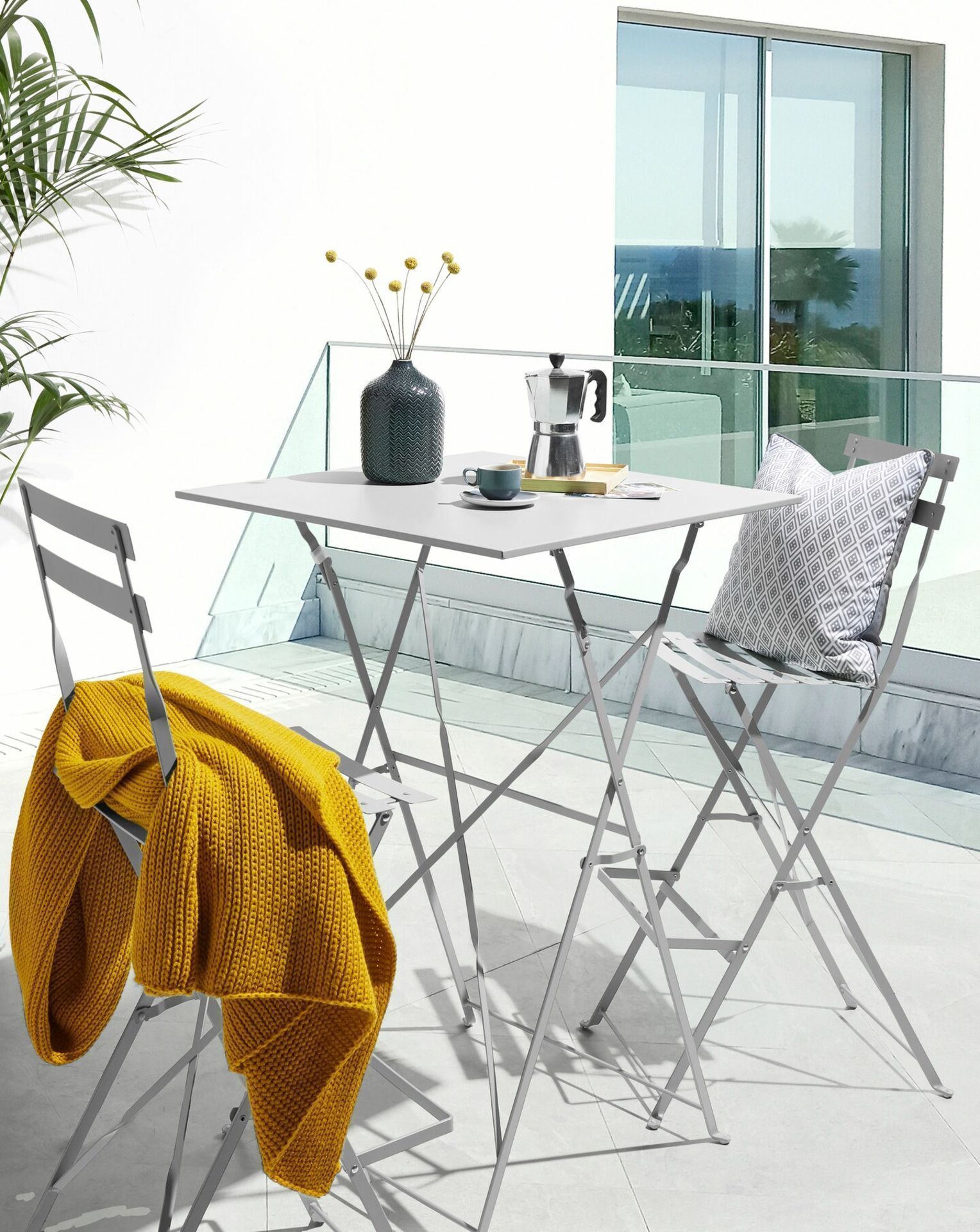 BRAND NEW Palma Bistro Bar Set GREY. RRP £199 EACH. Liven up your garden or balcony with this pretty