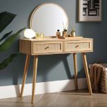 Frances Woven Rattan Dressing Table with Mirror, Natural. - ER31. RRP £219.99. Natural materials