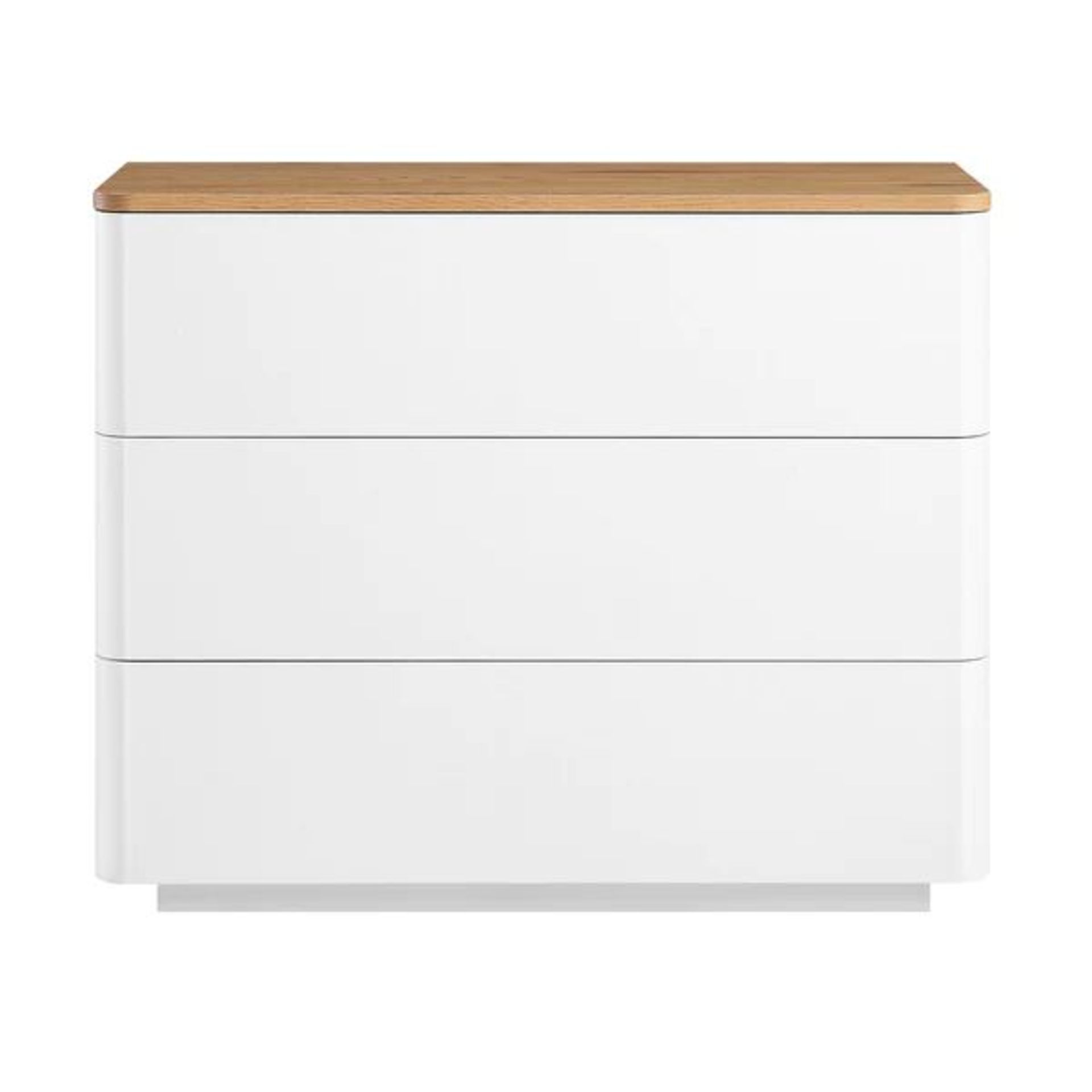 Agnes Curved Edge Chest of 3 Drawers. - ER31. RRP £199.99. The chest offers 3 decent sized drawers - Image 2 of 2