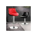 Contemporary Metal Barstool Low Back Faux Leather Footrest Furniture for Bar - 1 Piece Red-Black Bar