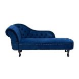 Nimes Left Hand Chaise Lounge Velvet Blue. - ER24. RRP £449.99. The marvellous chaise lounge is an