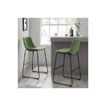 Sutton Set of 2 Barstools with Fluted Back (Sage Green Velvet). - ER24. RRP £199.99. Our lovely