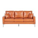 Gavle 3 Seater Faux Leather Sofa Brown - ER24. RRP £589.99. A classic three-seater sofa that brings
