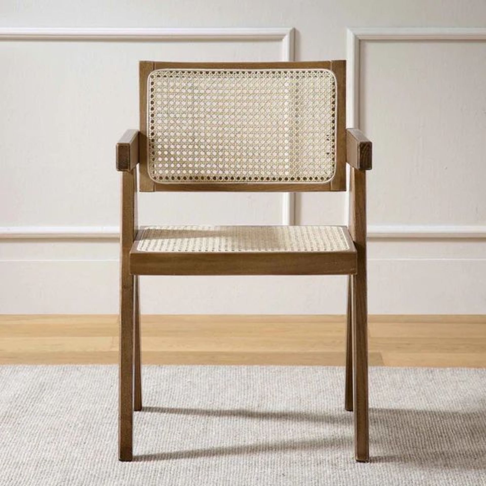 Jeanne Light Walnut Cane Rattan Solid Beech Wood Dining Chair. - ER23. RRP £219.99. The cane