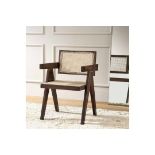 Jeanne Dark Walnut Colour Cane Rattan Solid Beech Wood Dining Chair. - ER24. RRP £219.99. The cane