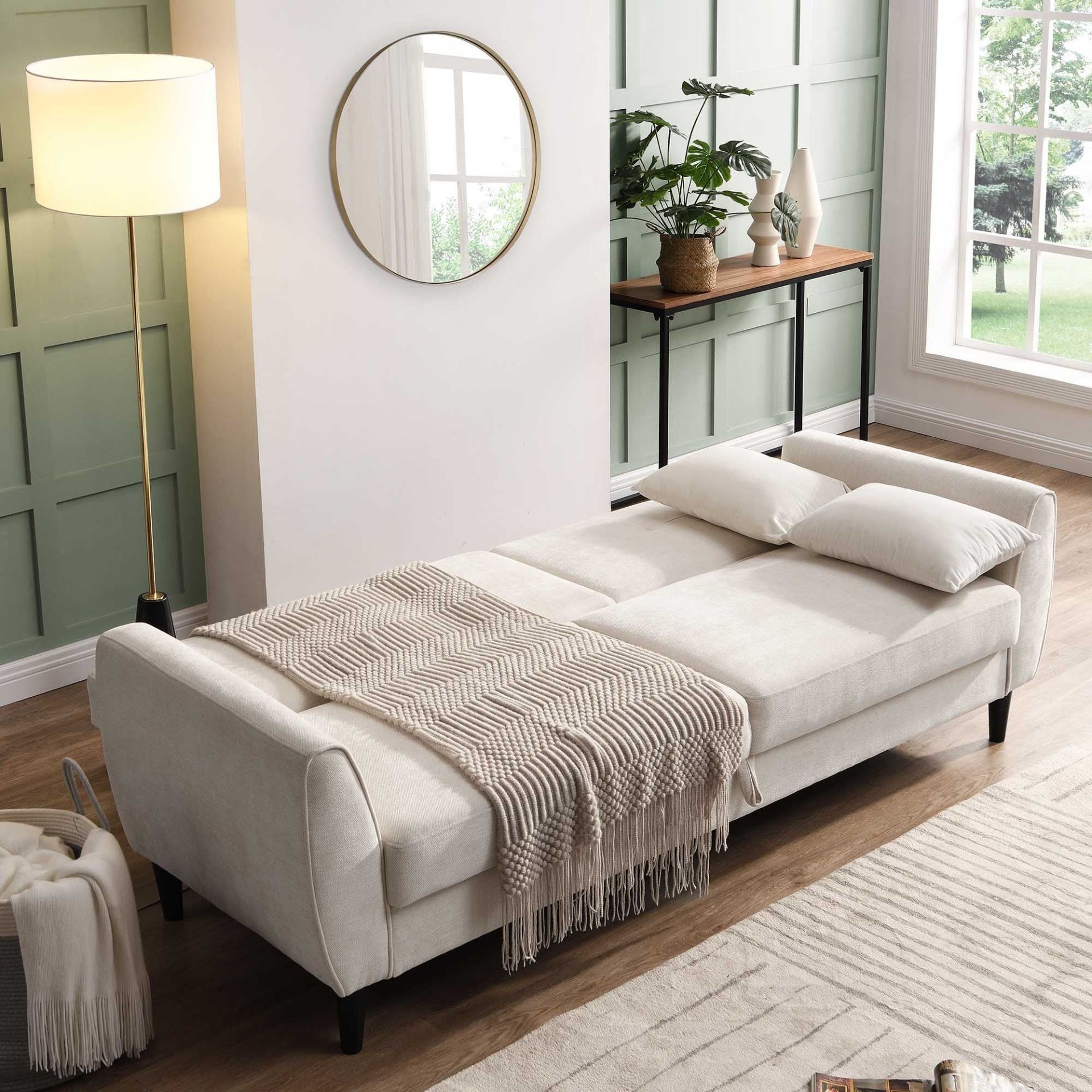 Latimer Beige Woven Fabric 3-Seater Storage Sofa Bed. - ER23. RRP £599.99. Our Latimer storage - Image 2 of 2