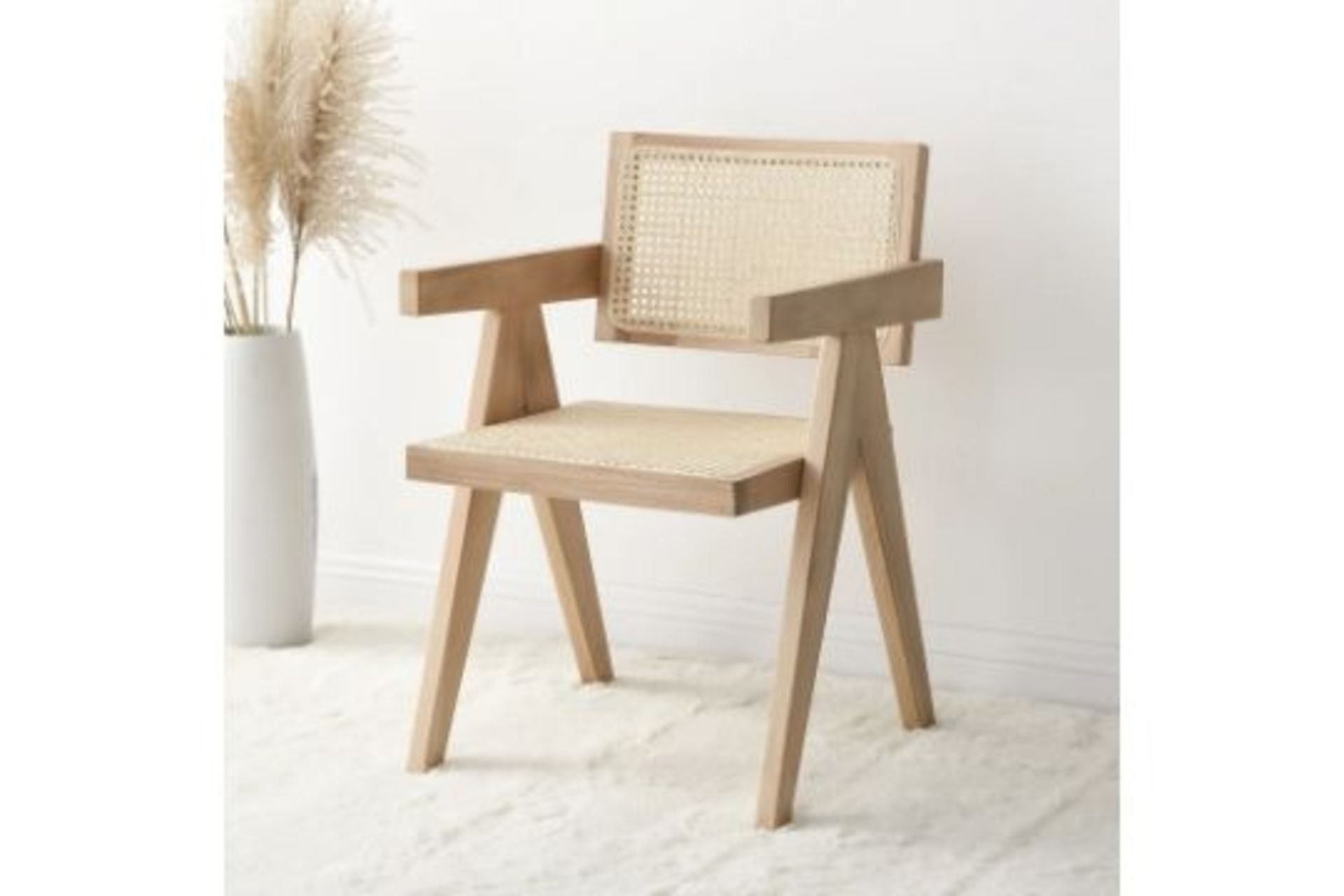 Jeanne Natural Colour Cane Rattan Solid Beech Wood Dining Chair. - ER24. RRP £219.99. The cane