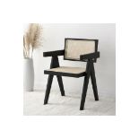 Jeanne Black Colour Cane Rattan Solid Beech Wood Dining Chair. - ER24. RRP £239.99. The cane