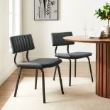 Charlecote Set of 2 Fluted Dining Chairs (Dark Grey PU). - ER23. RRP £199.99. The chairs are