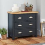 Cotswold Charcoal Grey Painted 2 over 2 Drawer Chest - ER31 *Design May Vary*