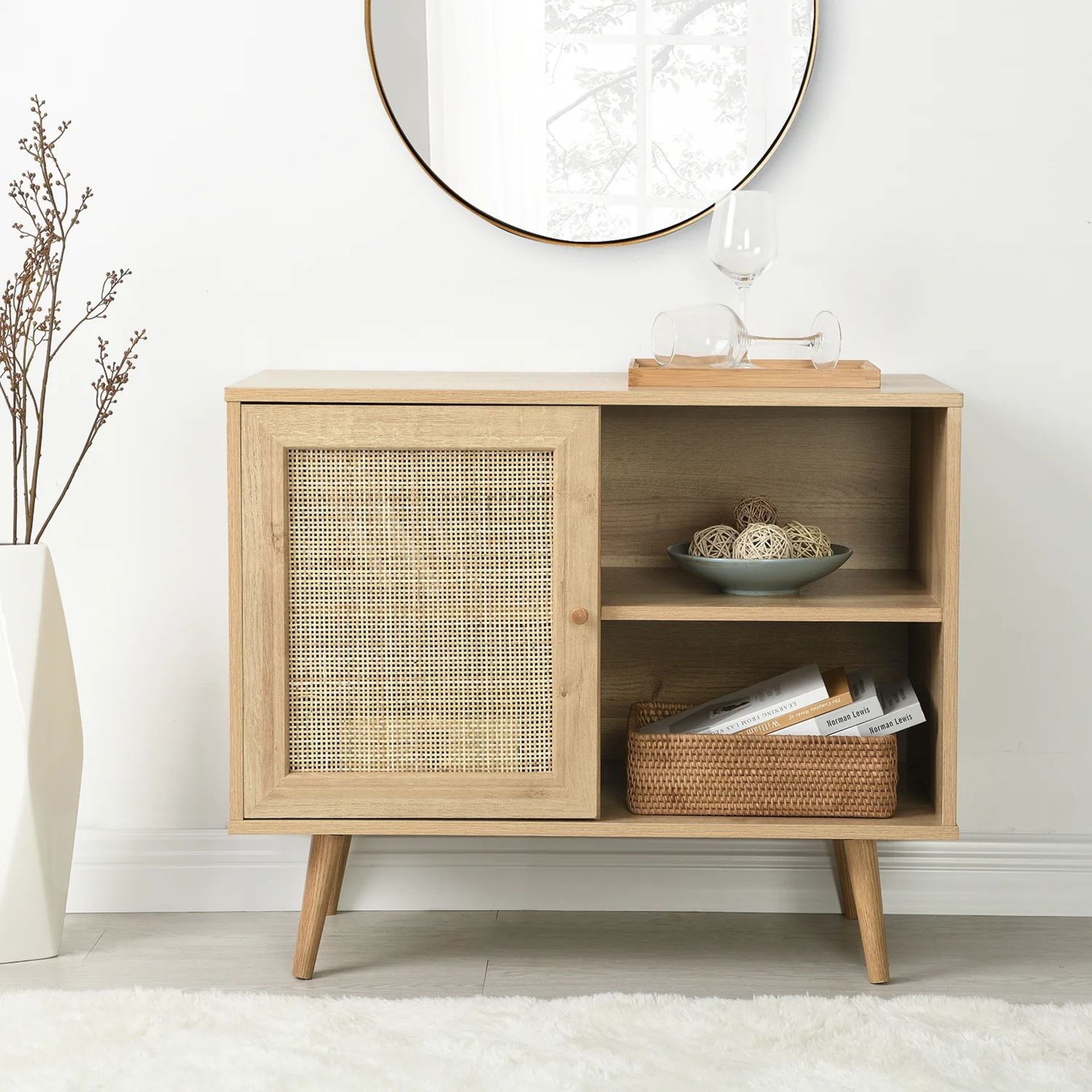 Frances Woven Rattan 1-Door Cabinet in Natural. - ER20. RRP £199.99. Our Frances sideboard is